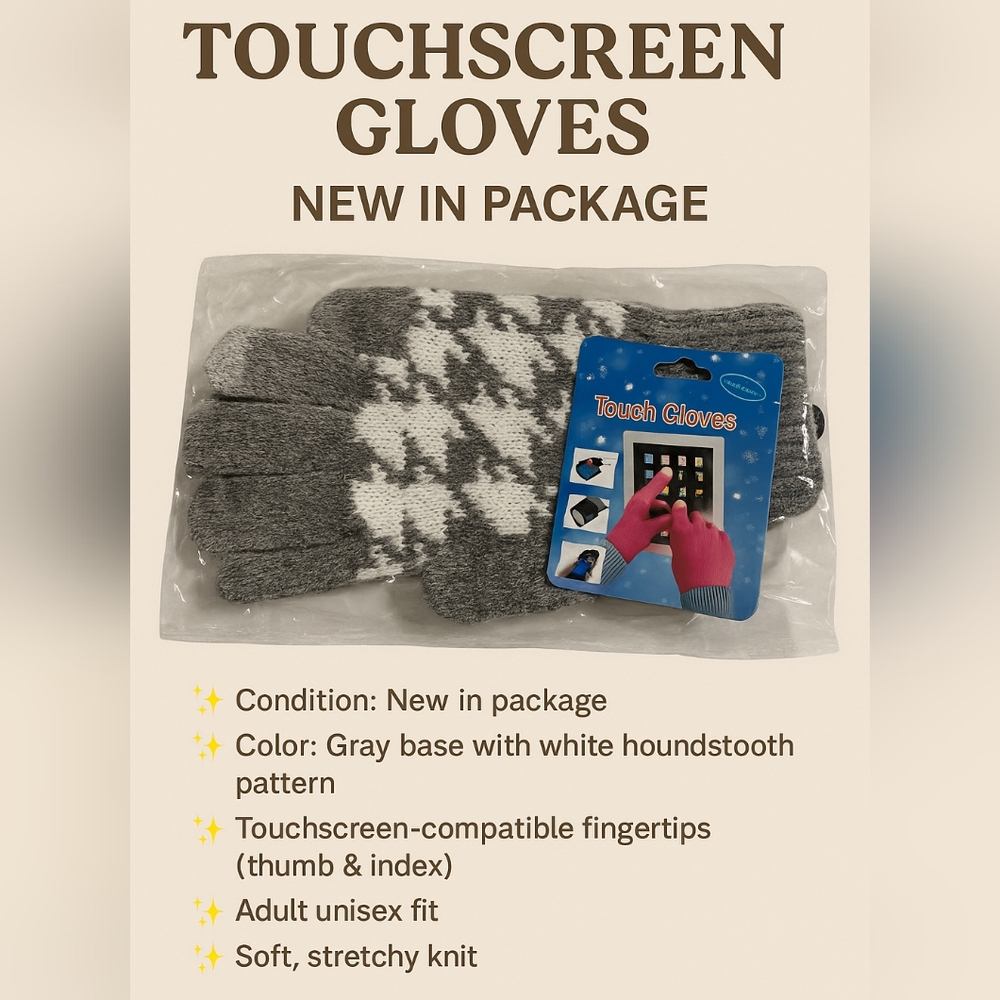 NWT Touchscreen Gloves – New in Package (Gray & White)